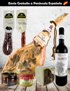 Ham, pâté, cheese, wine and gourmet sausage