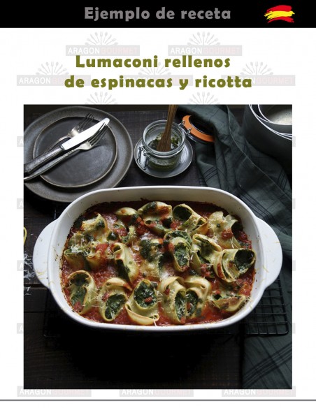 lumaconi rellenos de espinacas y ricotta