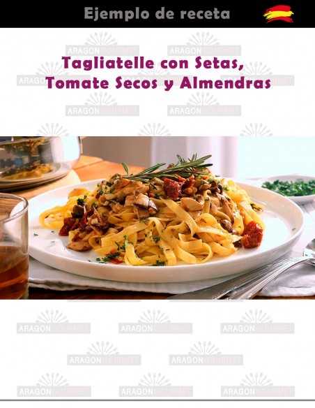 pâtes aux champignons, tomates et amandes