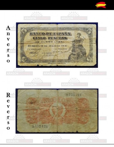 Billete 5 Pesetas 1937