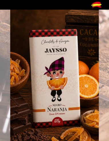 Chocolat noir, orange confite, couverture