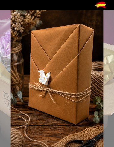 Embalaje lotes gourmet flor y rafia